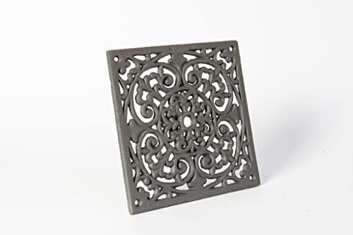 SEZAM Lüftungsgitter aus Gusseisen 22,5 x 0,5 x 22,5 cm, für Kachelöfen, Holzbacköfen & Kamine - Warmluftgitter - Luftgitter für Ofen, grafitfarben bemalt