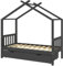 vidaXL Kinderbett mit Schublade, Kinder Bettrahmen für Kinderzimmer, Kinder Bettgestell mit viel Stauraum, Spielzeug Kinderhaus, Dunkelgrau 80x160 cm Massivholz Kiefer