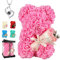 POHOMEGK Orso rosa Orsacchiotto rosa, orsetto di peluche a con fiori, ideale come regalo per San Valentino, Festa della Mamma, regalo di compleanno, cerimonie nuziali (rosa)