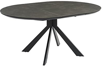 Vente-unique Esstisch ausziehbar - Keramik & Metall - Anthrazit - Clara