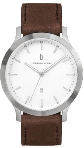 Lilienthal Berlin, Quarzuhr Huxley Silver White mit Armband Leather Brown