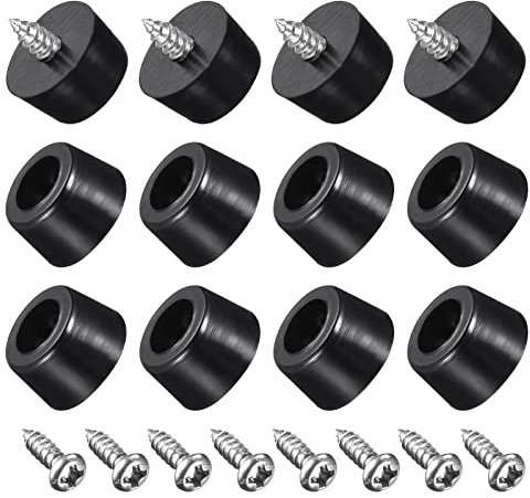 QUARKZMAN 10x12x7mm Runde Gummifüße x 12Stk. Unterlegscheibe für Tische, Schreibtische, Schneidebretter schwarz, Edelstahlschrauben