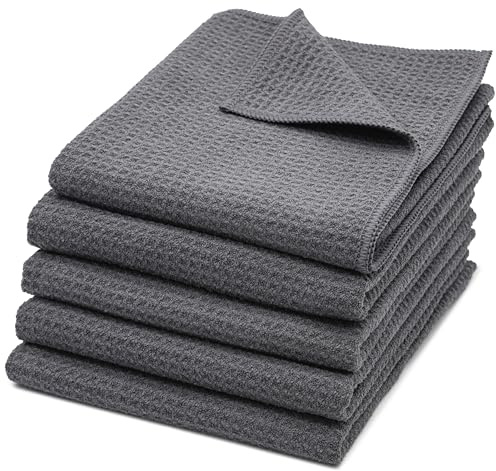 ZOLLNER 5er Set Reinigungstücher Mikrofaser, 40x70 cm, Waffeltücher, grau
