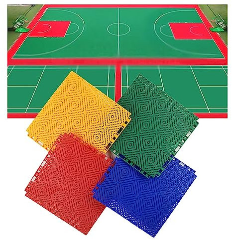 Piastrelle Flessibili Piastrelle for Pavimenti modulari ad Incastro for campi da Basket - Gym Park Tappetino Sportivo Antiscivolo Fai-da-Te in PP - Decorazione for Pavimenti Interni ed Esterni (Color