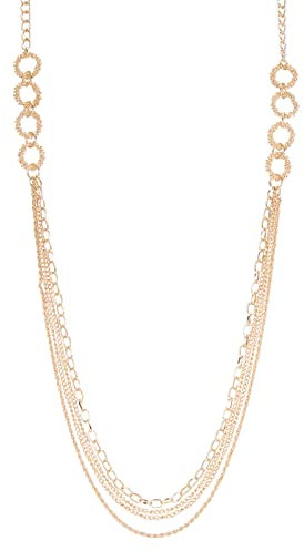 FULU AUTUMN Long Gold/Silver Chain Layered Necklace for Women Boho Multi-strand Rope Chains Statement Collar Necklace Silver Jewelry Gift(34-Gold)