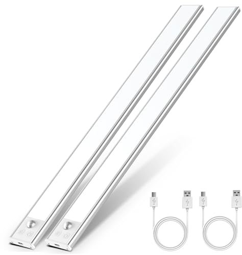 OUILA Lampe de Placard, Eclairage Led Rechargeable Interieur, Sans Fi, Dimmable Lampe Detecteur Mouvement, Lumière Led pour Armoire Escalier Cuisine (41CM-2 Pièce, 6000K)
