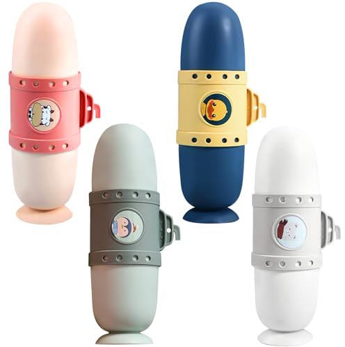 HOMURY 4 unidades estuche para cepillos de dientes: vaso de viaje para cepillos de dientes para niños, portacepillos de dientes portátil, vaso de enjuague bucal impermeable para viajes, camping