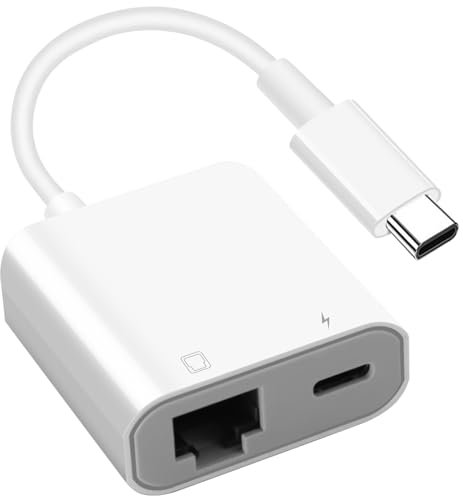 RUIZHI Adaptador USB C a Ethernet Con Función de Carga, Plug and Play, Compatible Con Red de 100 Mbps, i-Phone 15, Mac-Book, Sam-Sung