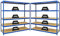 PROREGAL Mega Deal 2er-Set Schwerlastregal Giant Elephant 180x180x60cm mit 5 Ebenen Fachlast 200kg Blau, Kellerregal, Steckregal, Garagenregal, Lagerregal