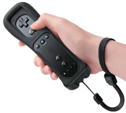 Wii-Fernbedienung: Gamecontroller Wii Controller Wireless Remote Bewegungssensor Vernbedinung Ersatz Gamepad Controller Fernbedienung für Wii-Konsole und Wii, mit Silikonhülle und Handschlaufe-Schwarz