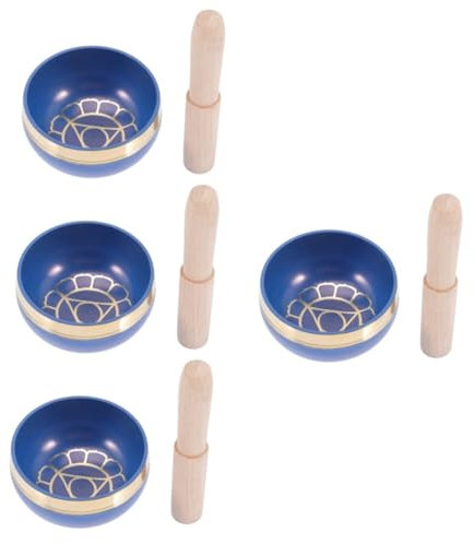 4 Ensembles Bol de Musique Bouddhiste Bouddhisme en Cuivre Bol Chantant Exquis Garniture en Métal Bol Bouddhiste Décoratif Décor à la Main Bol Chantant en Cuivre Bol Zen Bol Multifonction Coloré Bo