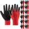 Velway 12 Paar Arbeitshandschuhe Mechaniker Handschuhe - Größe 10 Leichte Damen Gartenhandschuhe Rutschfeste mit PU-Beschichtete Herren Montagehandschuhe Atmungsaktive Handschuhe EN388 - Rot