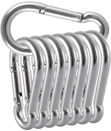 FWEEK Lot de 8 mousquetons M10 robustes en acier inoxydable 304 en forme de gourde pour balançoire, activités de plein air, camping, pêche, randonnée, voyage