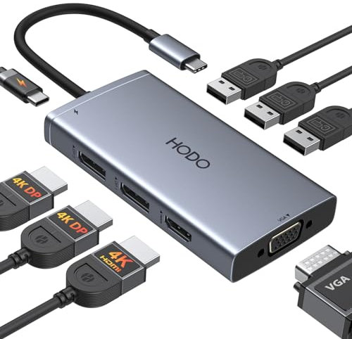Docking Station USB C Dual Displayports, 8 in 1 Laptop Dockingstation Zwei Monitor mit 2 DP, HDMI, VGA, PD, 3 USB Ports, USB-C Hub Multiport Adapter für HP, Lenovo Thinkpad,Surface