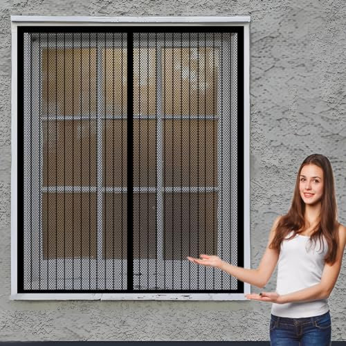 Traspirante Zanzariere Magnetiche 102 x 122 cm Telaio Magnetico per Finestra Facile Montaggio Zanzariera Magnetica Porte Zanzariera Porta Finestra, Nero