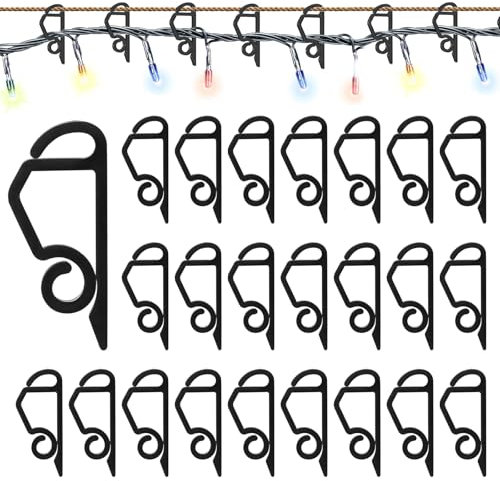 Pilikoll 200 Stück Schwarz Weihnachtslicht Clips Lichterkette Clips Dachrinne Dachrinnenhaken für Lichterketten Halterung Lichterkette Regenrinne Kunststoff Dachrinnen Halterung für Weihnachten,Partys