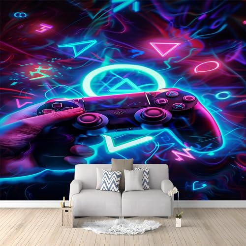 WHUOEUCO Papier Peint Murale 3D manette de jeu joueur fantaisie 300x210 cm Papier peint intissé Photo Mural Décoration Murale Salon Chambre