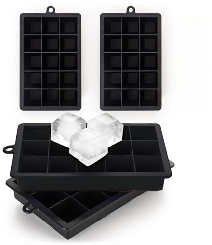 Blumtal Eiswürfelformen Silikon 2x15er - Eiswürfelform - Silikon Eiswürfelform für Eiswürfel 3,3 cm - 2 x Eiswürfelbehälter groß - BPA freie Eiswürfelform 2x - Black Blue - Black Blue