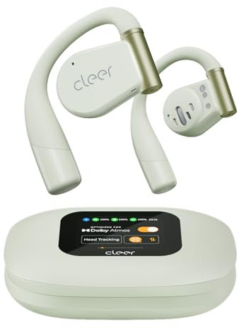 Cleer ARC 3 Open Ear Headphones - Dolby Audio, Snapdragon Sound True Wireless Earbuds, 50Hr Battery, Bluetooth 5.4, IPX 7, Multi-Point, Smart Controls, Wireless Charging Smart Case, Comfort Fit, Green