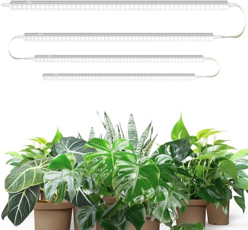 Barrina T5 2FT Grow Lights, 5000K White Full Spectrum LED Grow Light, 40W(4 x 10W), Linkable Plant Growing Lights for Indoor Plants, Plug and Play, High PPFD, 4 Packs