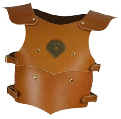 Dickly Mittelalter Brustpanzer Kleidung Ritter Schulterpanzer für Karneval Rollenspiele, Braun