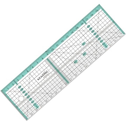 KEARING 20CM Quiltlineal mit Metallschneidekante – 3mm Acryl, Anti-Rutsch – mit Winkelmarkierung 30°/45°/60° – für Patchwork, Quilten & Nähen