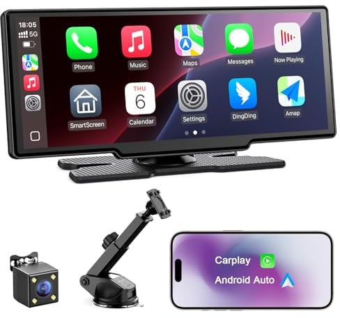 Avylet 8.1 Wireless Car Stereo for Apple Carplay & Android Auto, Portable Carplay Screen for Car, Reversing Backup Camera, OTA Upgrade, GPS Navigation/Voice Control/Mirror Link/Bluetooth/AUX/FM