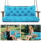 Amdieu Garden Swing Cushions 3 Seater Waterproof Bench Cushions with Backrest and 8 Ties12cm ﻿Thick Swing Cushions Replacement for Outdoor Furniture Garden Swing Porch Patio(Lake Blue-150 x 100 cm)