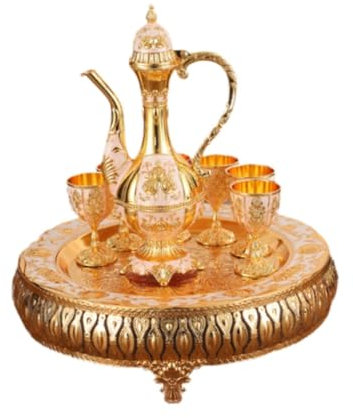 JISADER European Vintage Teapot Set Water Serving Set Beverage Drinkware Tea Service Set for Holiday, pink