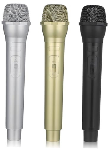 DIKACA 3Stücke Mikrofone Für Kunststoff Mikrofon Requisiten Für Rollenspiele Karaoke Und Partys Schwarzes Goldenes Und Silbernes Mikrofon