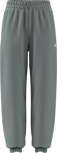 adidas Women's Essentials SMALL Logo French Terry Cuffed Pants, Wonder Sage/White, XXL