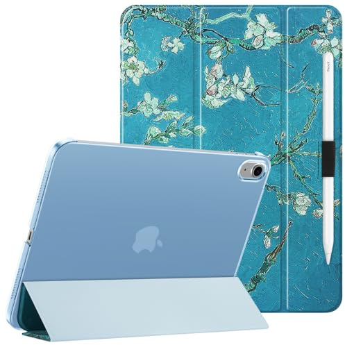 HGWALP Clear Case for iPad A16 11th Generation 11 Inch (2025),iPad 10th Generation 10.9 (2022),Stand Cover with Hard Translucent Back, Support Touch ID, Auto Wake/Sleep&Stylus Holder-(Apricot Flower)