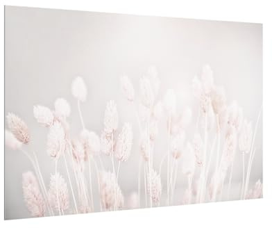 micasia Glas Spritzschutz magnetisch 4 mm starke Küchenrückwand Blumen Glasrückwand - Made in Germany - Landhaus Gräser Wandpaneel beige Küche Herd Magnetwand 6091-M (60x40cm)