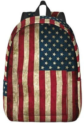 KOUUIP Laptop-Rucksack mit amerikanischer Flagge, für Reisen, Computer, lässiger Tagesrucksack, Büchertasche für Uni, Arbeit, für Damen und Herren, Schwarz, Small