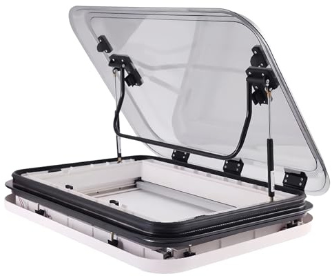 RV-Dachfenster mit LED – Oberlicht für Wohnmobil, Wohnwagen – Dachluke mit LED-Beleuchtung – Doppelschichtiges Hohlacrylfenster als Ersatz – Für Wohnmobile, Wohnwagen, Anhänger, Schiffe,800*500mm