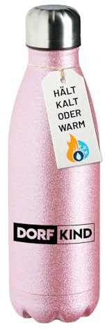 Huuraa Hellweg Druckerei Wasserflasche Dorfkind Modern Geschenk 500ml Pink Edelstahl Dorfkind Präsent