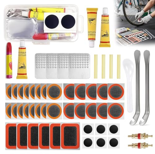 ChaneeHann Fahrrad Reparaturset, 56 Stück Flickzeug Fahrrad Tragbares Kit für Reifenreparatur und Fahrradpannen für Radfahrer, MTB und Geländefahrzeuge