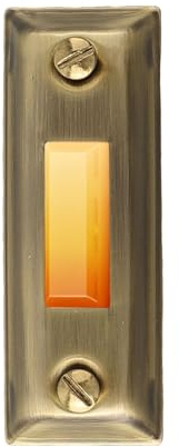 FUANA Wall Mounted Metal Lighted Doorbell Button, Antique Brass Finish, 3.07 x 1.14 Inches, for Wired Doorbells,forGarage and Garden Doors Door Lock