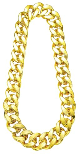 Herren Goldkette, Hip Hop Rapper Kette Halskette, Gold Kette Fasching, Gold Kette Männer, Gefälschte Halskette aus Kunststoff, Breit Link Chain, Hip Hop Halsketten für Cosplay Karneval Hallowee