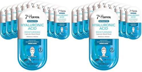 7th Heaven Hyaluronic Acid Nutriactive Moisturising Sheet Mask Enriched with Amino Acids to Rebalance and Restore Skin (Pack of 2)