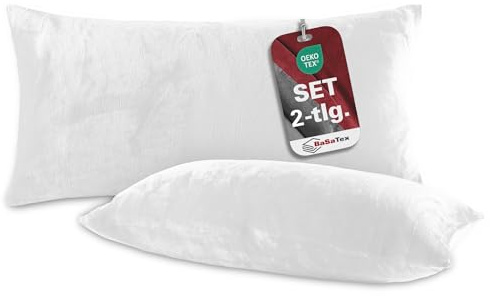 BaSaTex Plüsch Kissenbezug, 2er Pack, 40x80 cm, Weiss | Winter Plüsch, Kuschelig Weich, Öko_Tex Zertifiziert, Cashmere-Touch
