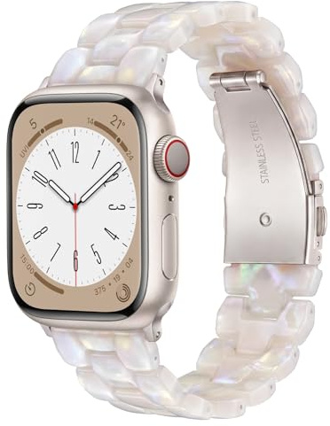V.R.HOPE Resin Harz Ersatzarmband für Apple Watch 40mm 41mm 42mm 38mm | Elegante Perlmutt-Optik mit Farbverlauf, leicht & wasserfest. Edles Damenarmband für iWatch SE Series 11/10/9/8/7/6/5/4/3/2/1