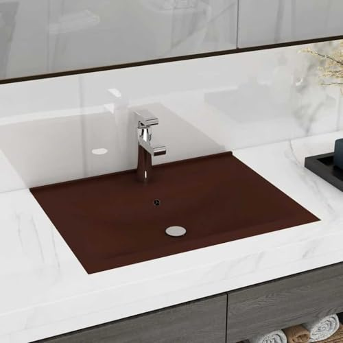 Lumanois Lavabo de Lujo Agujero de Grifo cerámica marrón Oscuro 60x46 cm,Lavabos y fregaderos,Lavabos,15.9kg-147028