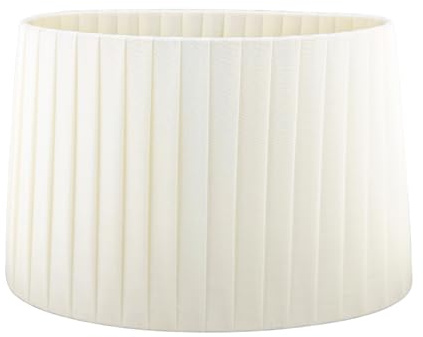 Pantalla de lámpara E27, Ø42 mm, plisada, plegable, cubierta de lámpara, pantalla de tela, ovalada, cilíndrica, grande, blanco crema