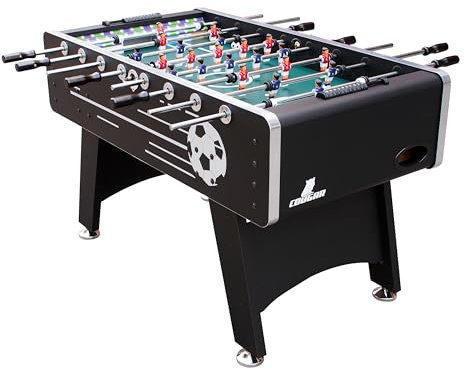 COUGAR Arena Tischkicker | Höhenverstellbarer Kickertisch in Schwarz | Fußballtisch inkl. 4 Bälle & Punktezähler | Indoor Tischfußball für Kinder & Erwachsene | Maße Fußball Tisch: 141x71x88 cm.