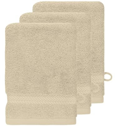 Sensei Maison - Lot de 3 Gants de Toilette 550 g/m² Luxury - 16x22 cm - Ficelle