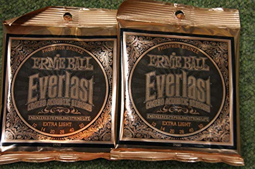 Ernie Ball Everlast 2550 Beschichtete Phosphor Bronze Extra Light Akustische Gitarre Saiten 10–50 (2 Packungen)