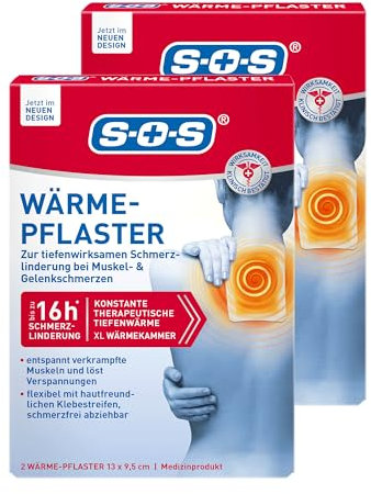 SOS Wärme-Pflaster bei Muskel & Gelenkschmerzen | Wärmepflaster für Rücken & Schultern | lösen Verspannungen mit 8h Tiefenwärme 2x2 Wärmepads
