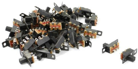 sourcing map a13042200ux0676-50pcs 6 pines de soldadura lug on/off/on 2 panel posición de montaje interruptor deslizante