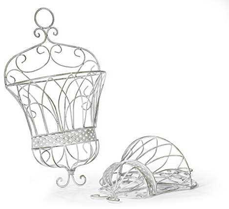 Korb Körbe Pflanzkörbe 2er Set Wandkörbe Landhausstil Shabby Antik Stil Metall